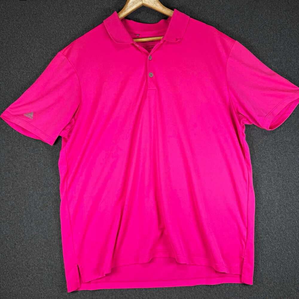 Adidas Golf Polo Shirt Mens XL Hot Pink Short Sleeve Collared Sleeve Logo